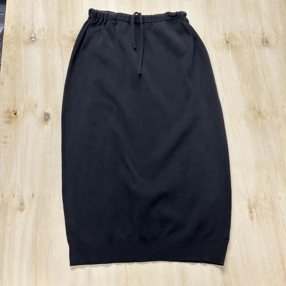 Joan Vass USA‎ Skirt Womens Medium Black Knit Pencil Midi Elastic Drawstring